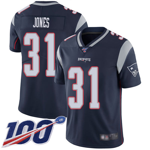 New England Patriots Football #31 100th Limited Navy Blue Men Jonathan Jones Home NFL Jersey->youth nfl jersey->Youth Jersey